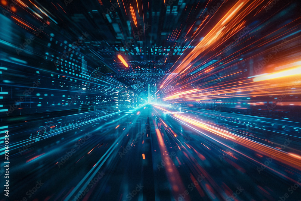 Abstract technology, high-tech background, motion blur, quick motion in ...