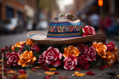 A vividly colorful depiction of a lively cinco de mayo celebration, complete with a vibrant sombrero and festive decorations.