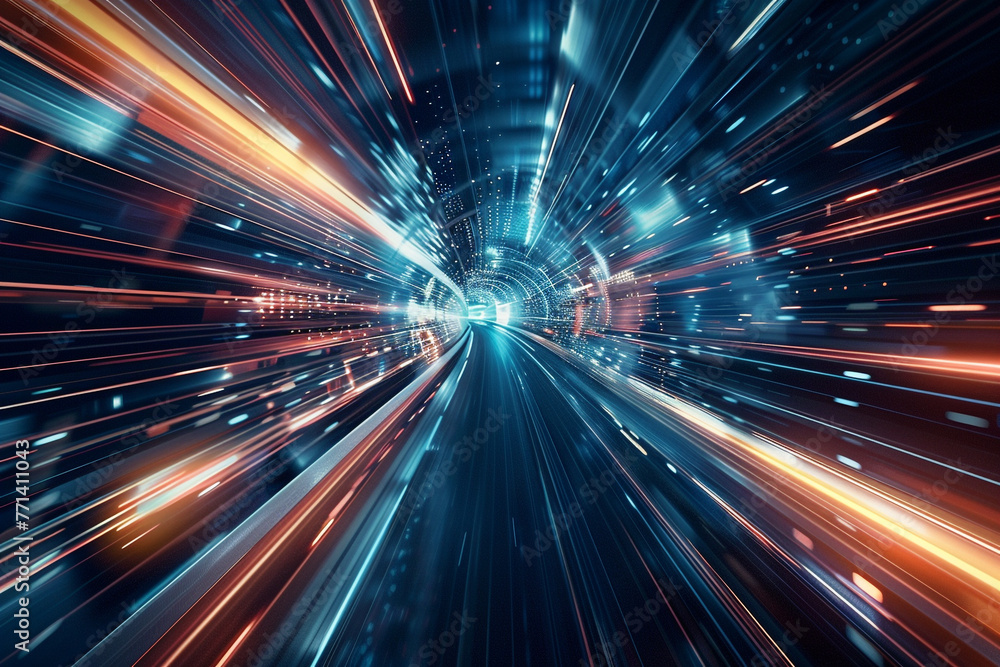 Abstract technology, high-tech background, motion blur, quick motion in the light, dark blue template style, Illustration. Abstract technology, high-tech background, motion blur, quick motion in the light, dark blue template style, Illustration.