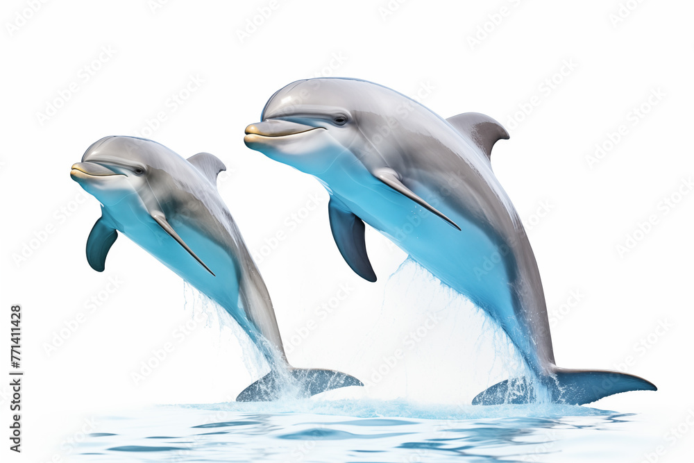 Obraz premium Dolphin over isolated white background. Animal