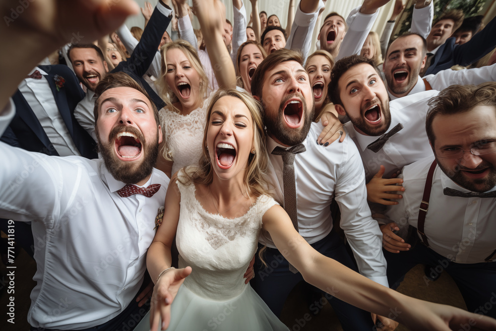 several people enjoying a wedding celebration several people enjoying a wedding celebration