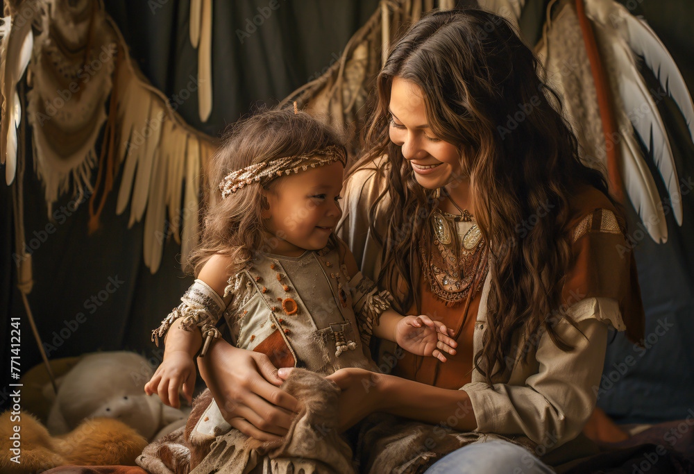 Village life captured, where tradition meets the enduring strength of women and children Village life captured, where tradition meets the enduring strength of women and children