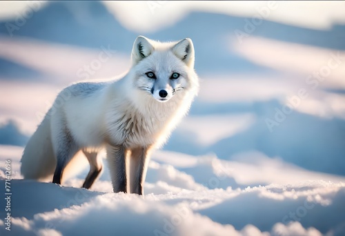 white fox in the snow  © Baba