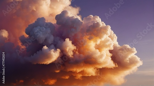 Closeup lilac purple to amber orange color gradient texture surface of cloudy puffs of smoke backdrop background dramatic lighting from Generative AI