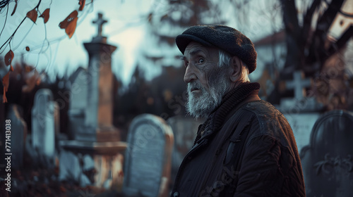 Old man mourns loss amid cemetery's silent grief at he graveyard