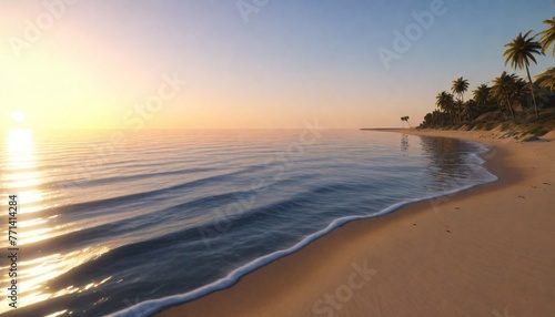 3d model Serene sunset over a calm beach coastal s (7)
