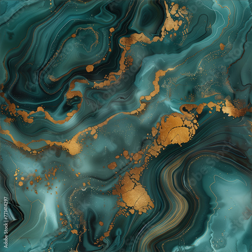 Elegant turquoise and gold marble pattern