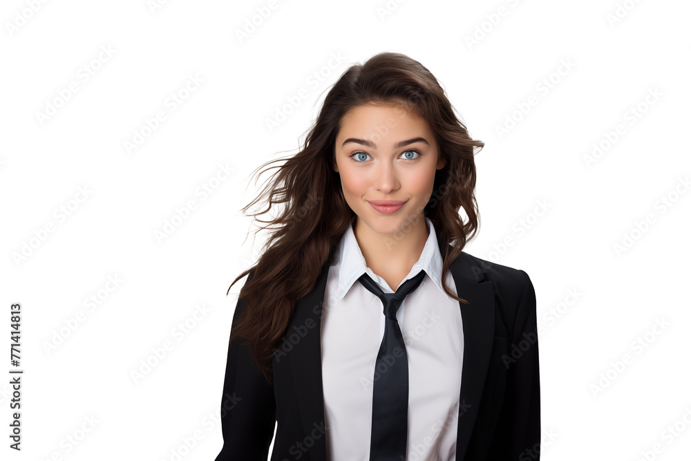 Young pretty brunette girl on isolated chroma key background in business uniform Young pretty brunette girl on isolated chroma key background in business uniform