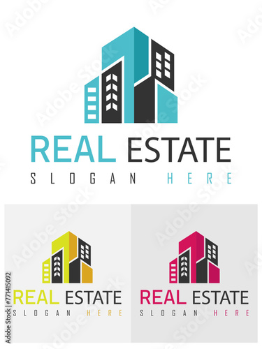 Real estate growth concept, This logo design often utilizes sophisticated shading and perspective techniques to create a lifelike representation, while maintaining clarity and readability at any size