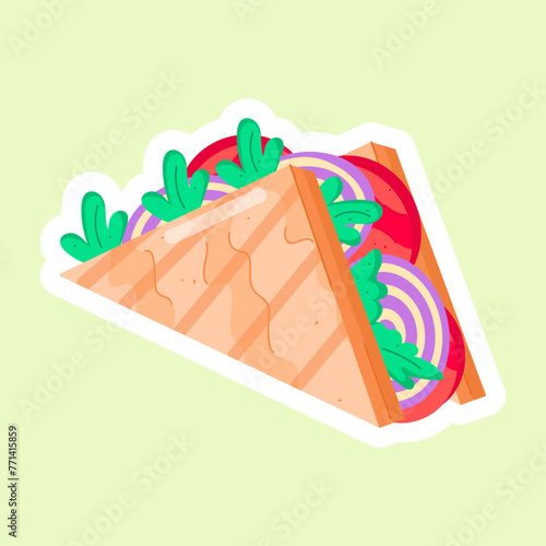 Modern Flat Stickers Depicting Toastie 

