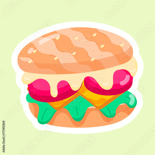 Modern Flat Stickers Depicting Toastie 

