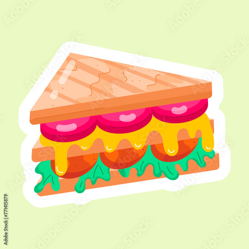 Modern Flat Stickers Depicting Toastie 

