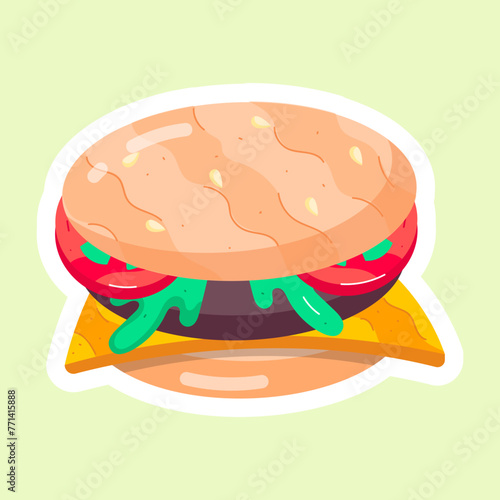 Modern Flat Stickers Depicting Toastie 

