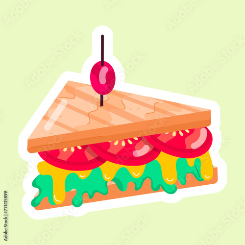 Modern Flat Stickers Depicting Toastie 

