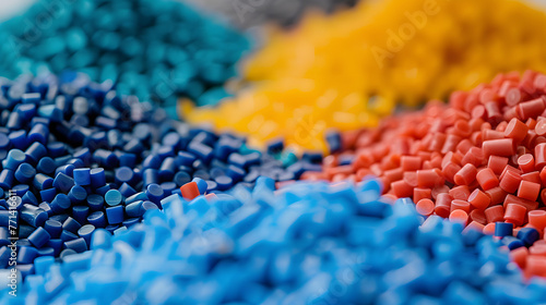 Obraz na płótnie Colorful plastic polymer granules, industry grade pellets