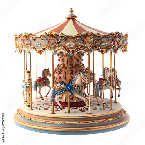 Carousel playground, transparent background, isolated image, generative AI