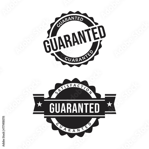Guaranteed vector template of emblem, badge and label, black and white stamp photo