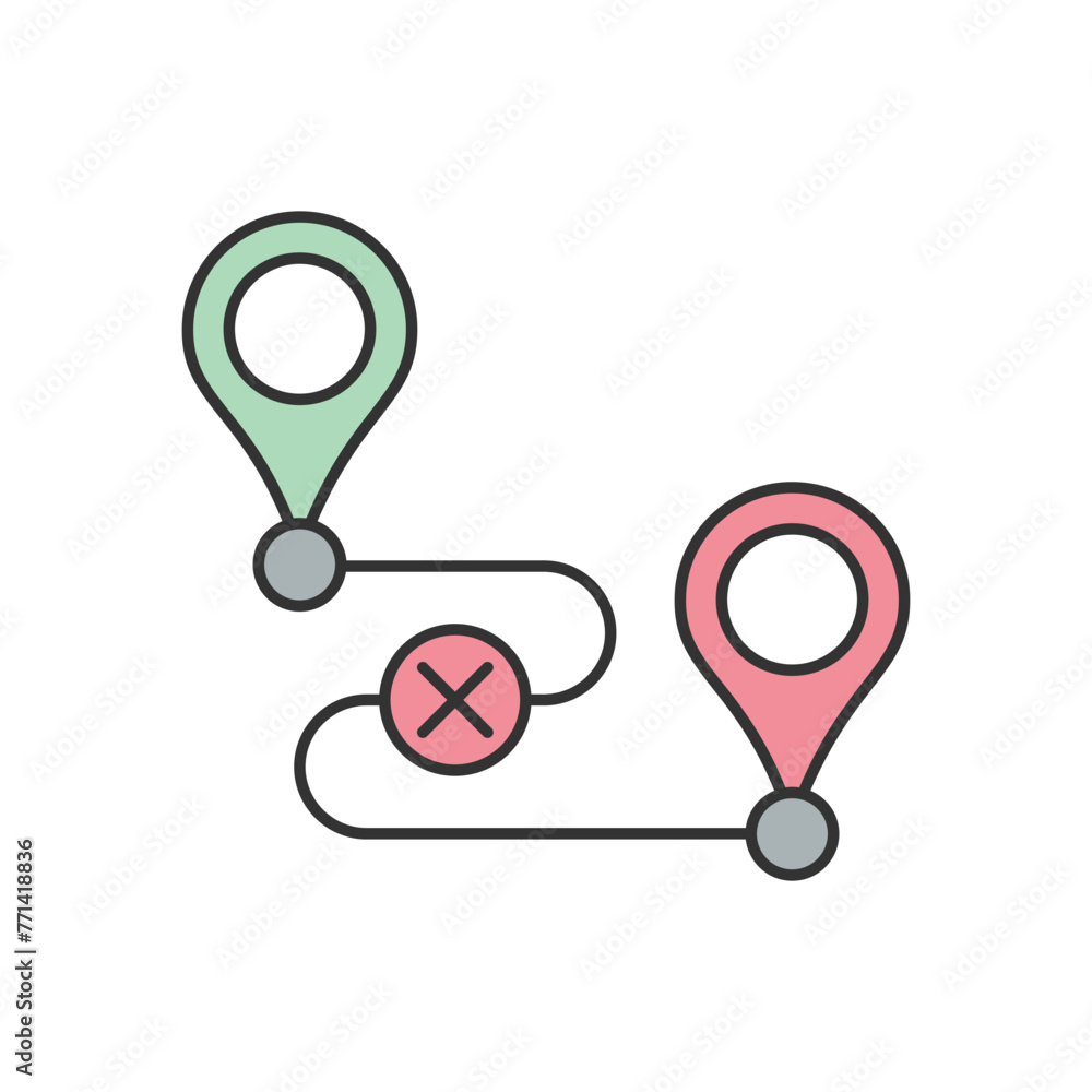 Wrong Route vector icon