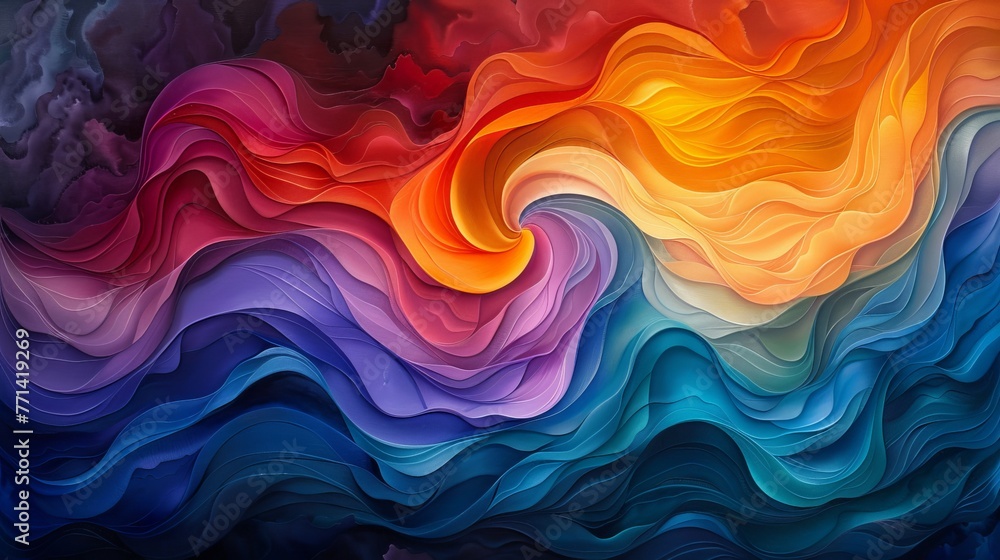 Playful swirls of color intertwining in a dance of harmony, creating a mesmerizing and dynamic visual symphony Playful swirls of color intertwining in a dance of harmony, creating a mesmerizing and dynamic visual symphony