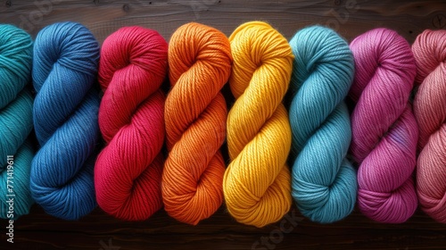 texture of multi-colored threads in skeins