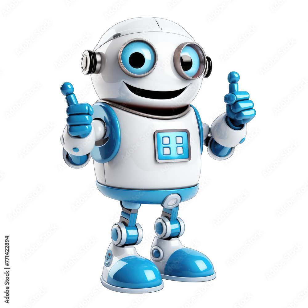 Naklejka premium friendly robot giving thumbs up