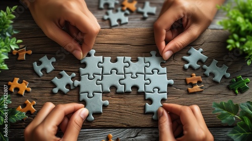 hands folding puzzles close-up