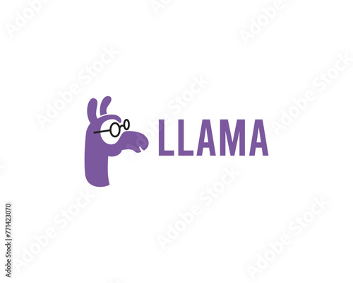 logo llama with glasess photo