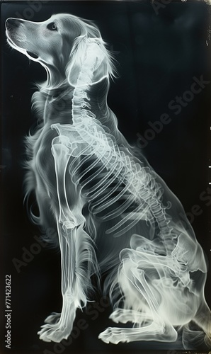 X-ray image of a dog's body