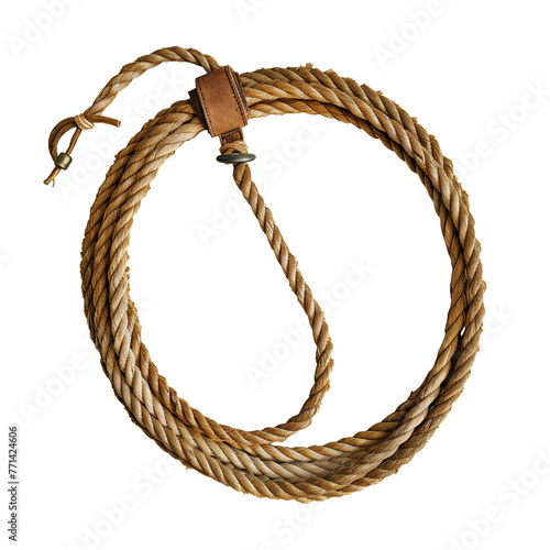 Cowboy lasso, transparent background, isolated image, generative AI
