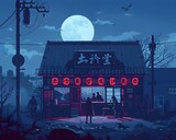 Foggy Evening Showdown: A Ramen Shop Surrounded by Hungry Zombies