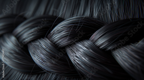 Close-up of black braided hair texture.