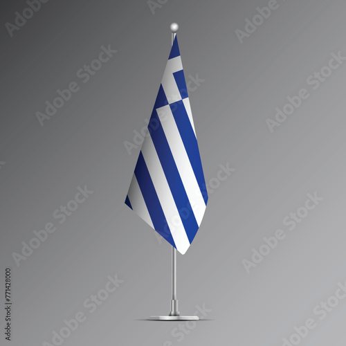 3D realistic flag of Greece on steel pole