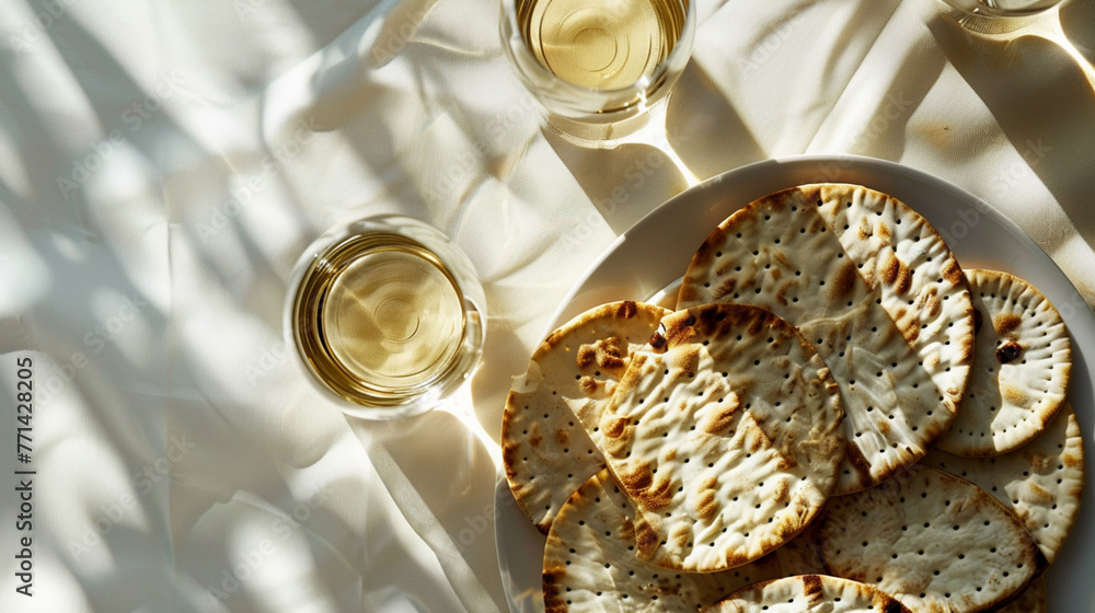 Two glasses of wine is on a plate with crackers