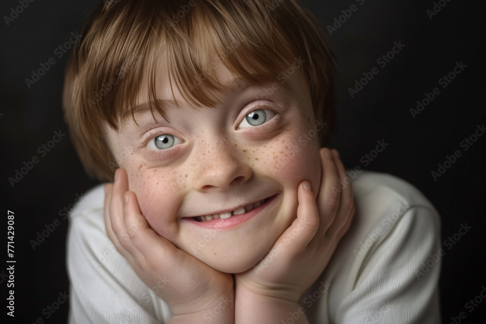 Portrait of a girl with a Down Syndrome. Portrait of a girl with a Down Syndrome.