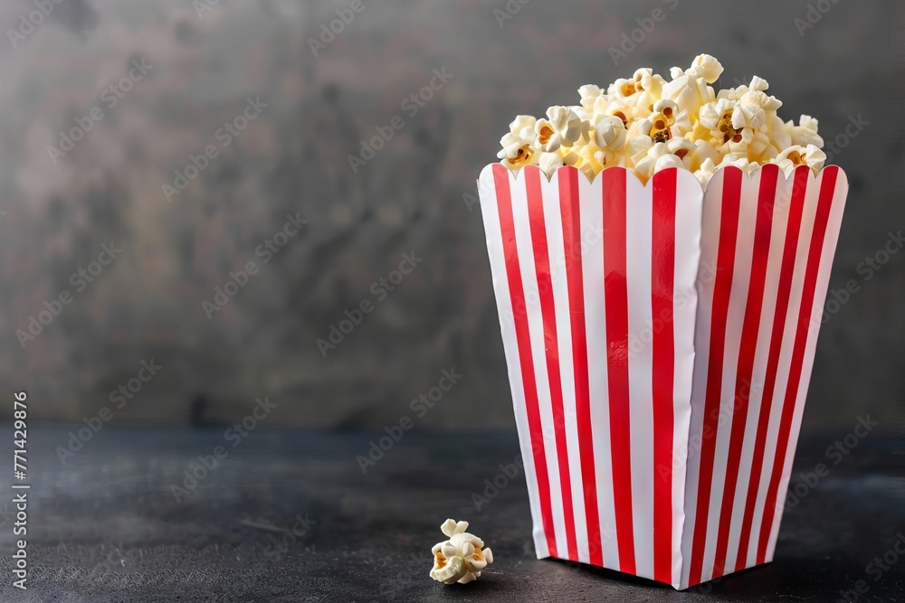 Cinema Nostalgia Classic Striped Popcorn Bag Full of Popcorn