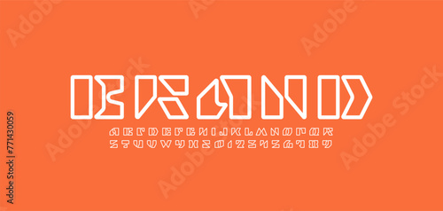 Alphabet font, outlines letters A-Z and numerals 0-9, vector illustration 10EPS