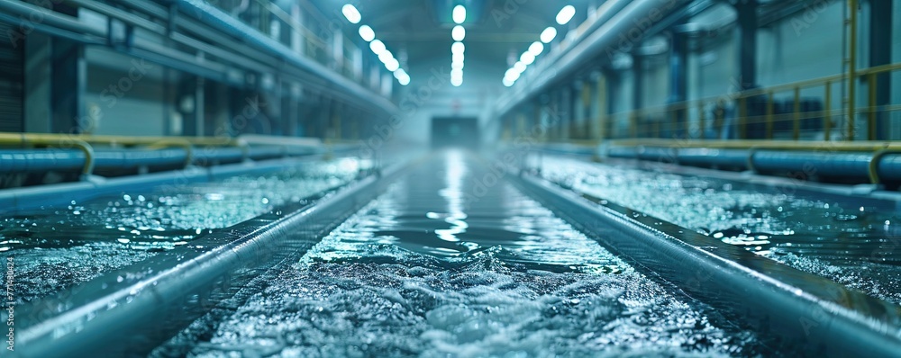 Fototapeta premium Highlight the transformation of water from murky to clean, showcasing before-and-after visuals Illustrate the impact of advanced technology in the purification system