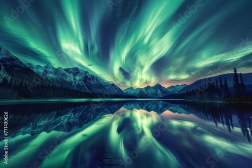 Glowing Enigma Northern Lights Mirroring on a Tranquil Lake