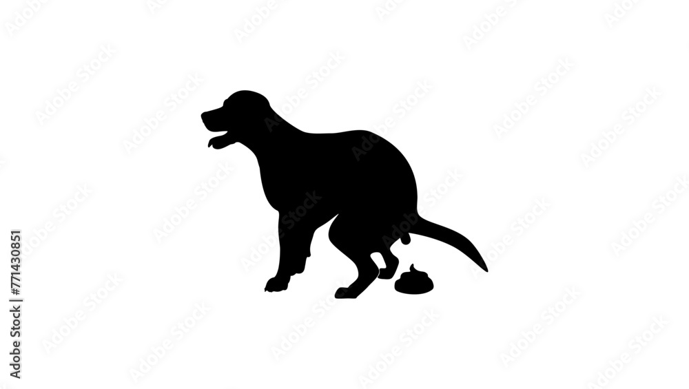 dog poop emblem, black isolated silhouette