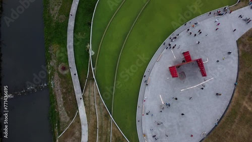 Aerial shot in the city of Pingtung, Taiwan photo