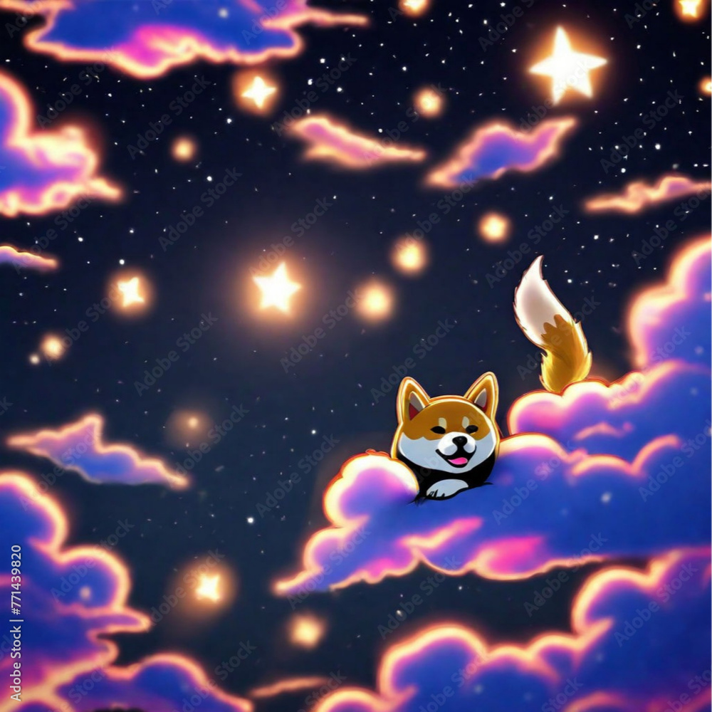 Fototapeta premium funny doji in the sky, Generative AI 