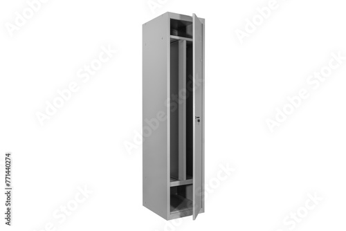Metal lockers for locker room. Change room metal locker box on the white background isolated