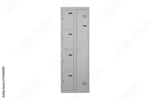 Metal lockers for locker room. Change room metal locker box on the white background isolated