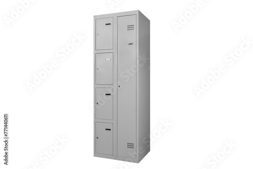 Metal lockers for locker room. Change room metal locker box on the white background isolated