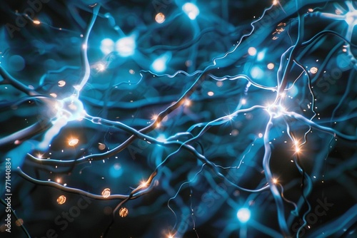 Neural Circuitry: Azure-Glowing Electric Branches of the Nervous System