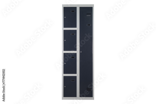 Metal lockers for locker room. Change room metal locker box on the white background isolated
