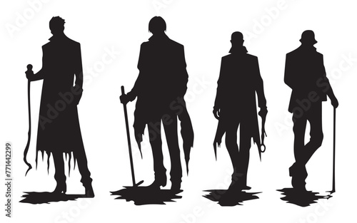 Ghoul vector set silhouette on white background
