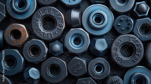 background of bolts and nuts close up