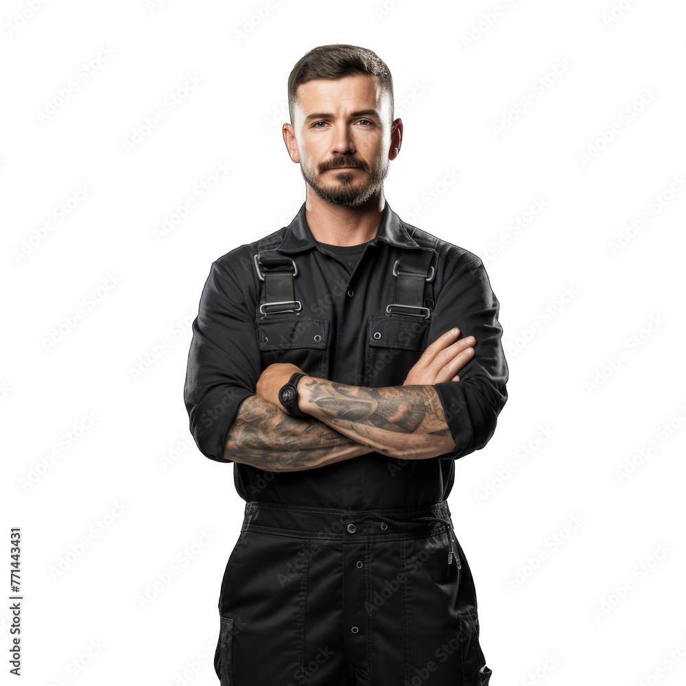 Mechanic standing proudly with his arms crossed Mechanic standing proudly with his arms crossed