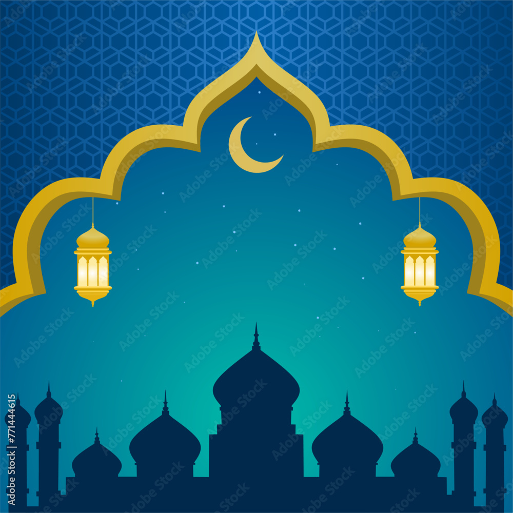 Islamic background design for greeting cards with the theme of Ramadan, Eid al-Fitr and Islamic New Year Islamic background design for greeting cards with the theme of Ramadan, Eid al-Fitr and Islamic New Year